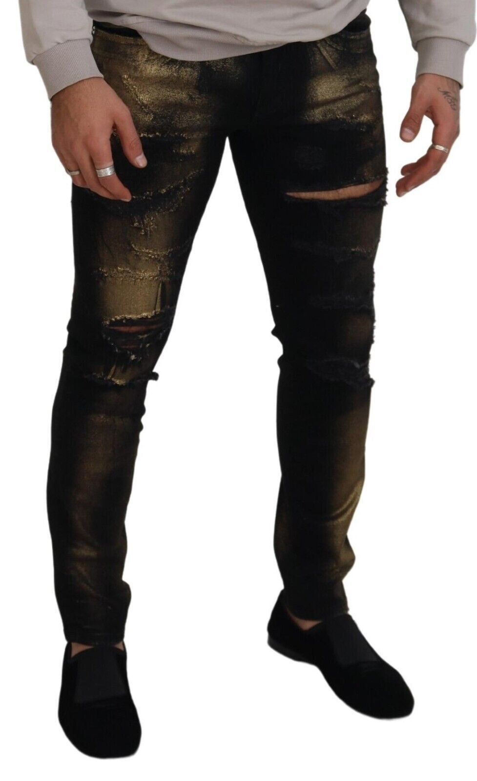 Elegante Black Gold Dust Jeans