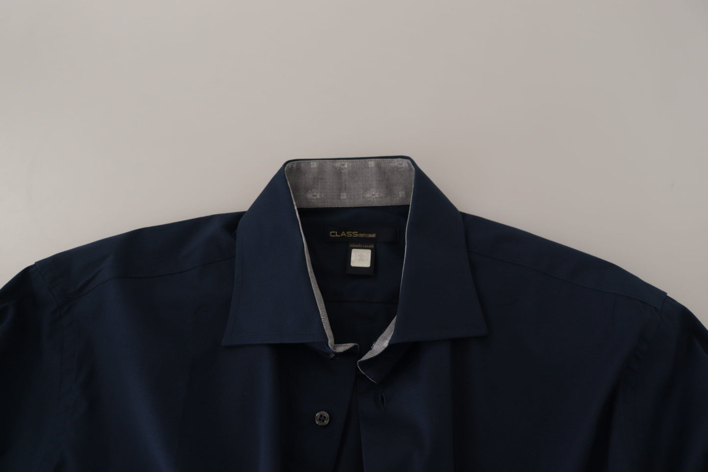 Navy Elegance Cotton Dress Shirt - GLAMHUB BOUTIQUE 