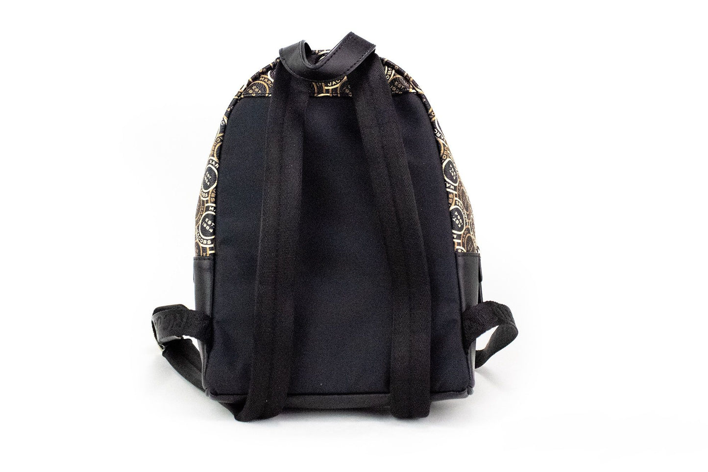 Signet Mini Black Logo Printed Leather Shoulder Backpack Bookbag - GLAMHUB BOUTIQUE 