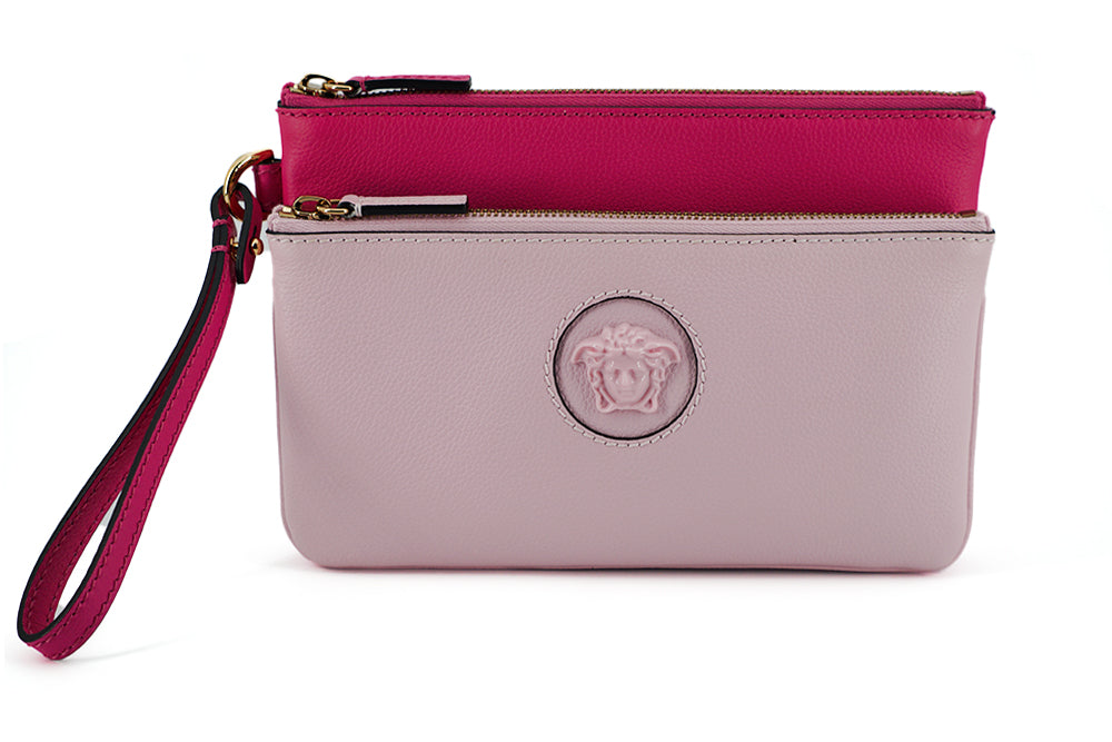 Elegant Pink Leather Pouch Clutch - GLAMHUB BOUTIQUE 