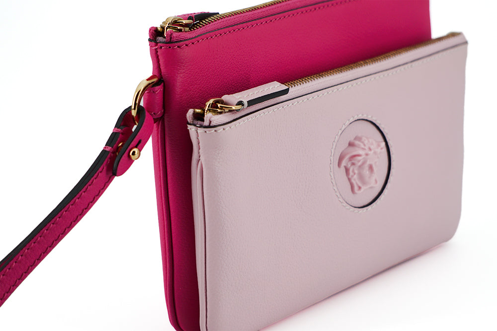 Elegant Pink Leather Pouch Clutch - GLAMHUB BOUTIQUE 