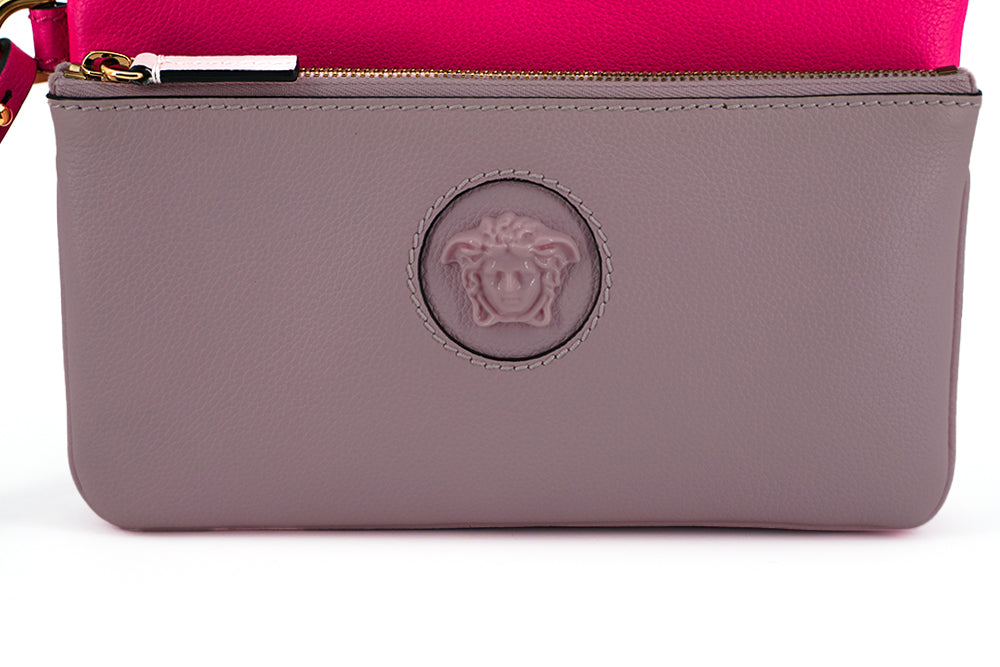 Elegant Pink Leather Pouch Clutch - GLAMHUB BOUTIQUE 