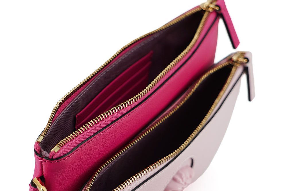 Elegant Pink Leather Pouch Clutch - GLAMHUB BOUTIQUE 