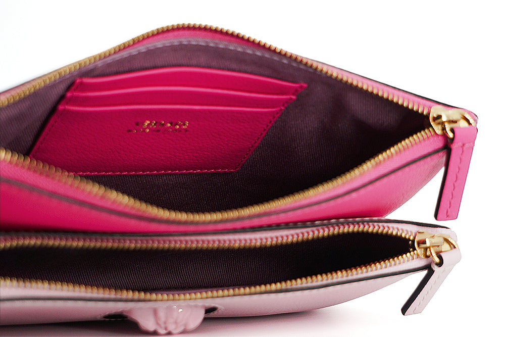 Elegant Pink Leather Pouch Clutch - GLAMHUB BOUTIQUE 