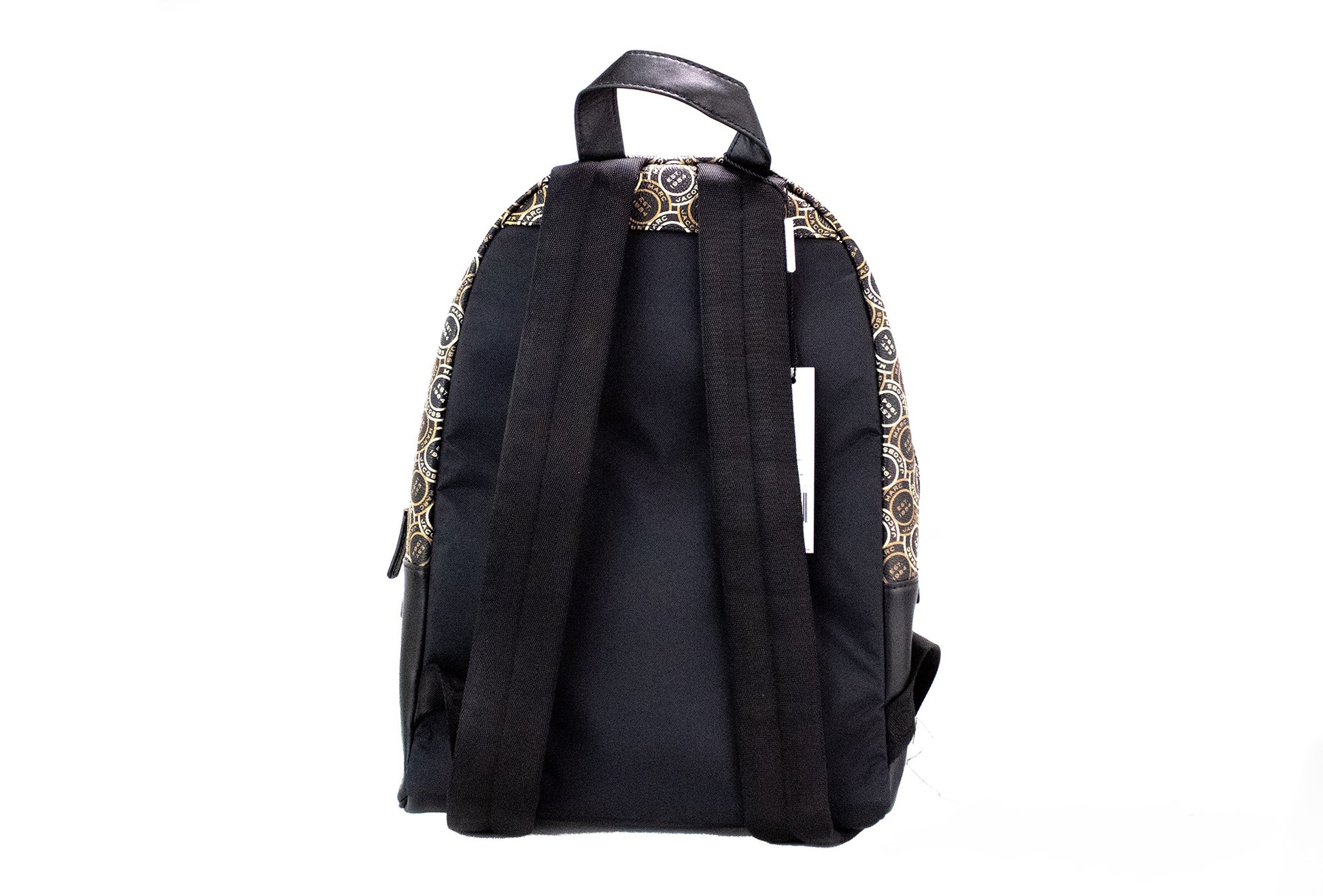 Signet Medium Black Logo Printed Leather Shoulder Backpack Bookbag - GLAMHUB BOUTIQUE 