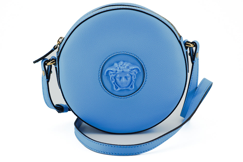 Chic Blue Leather Round Shoulder Bag - GLAMHUB BOUTIQUE 