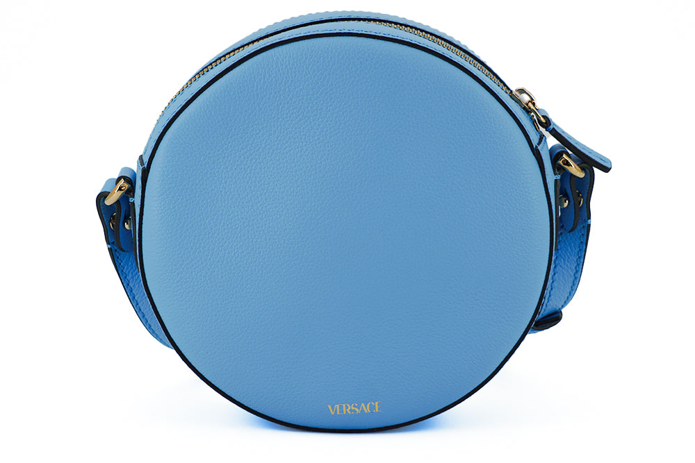 Chic Blue Leather Round Shoulder Bag - GLAMHUB BOUTIQUE 