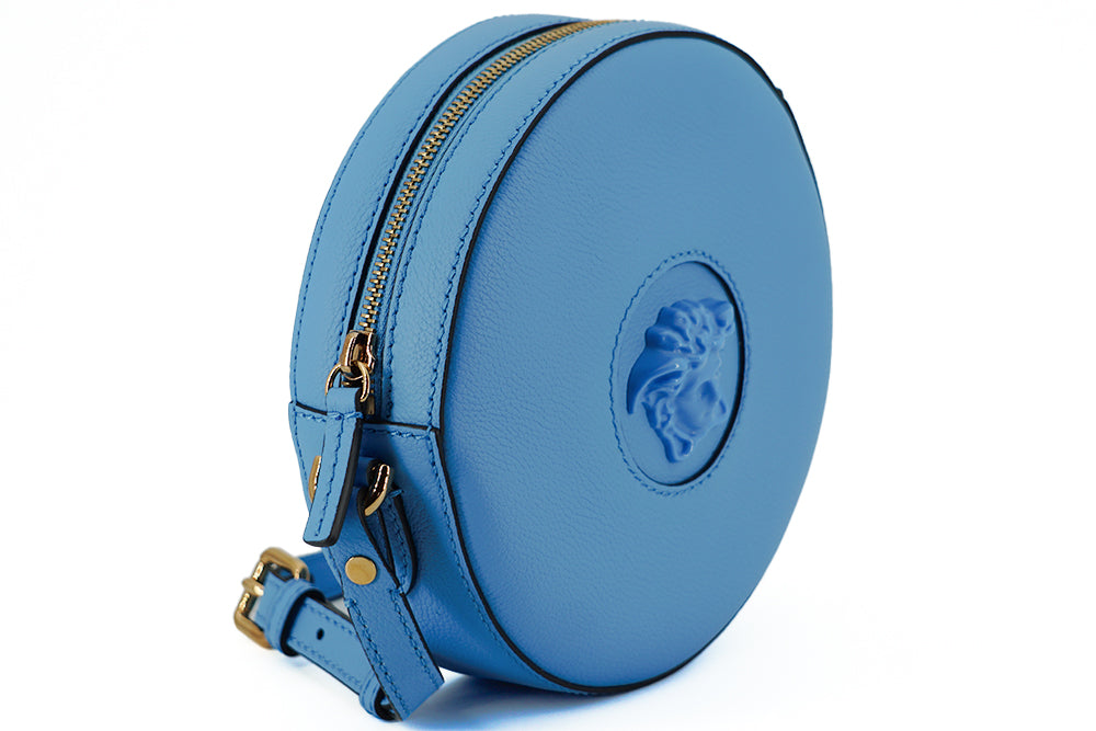 Chic Blue Leather Round Shoulder Bag - GLAMHUB BOUTIQUE 