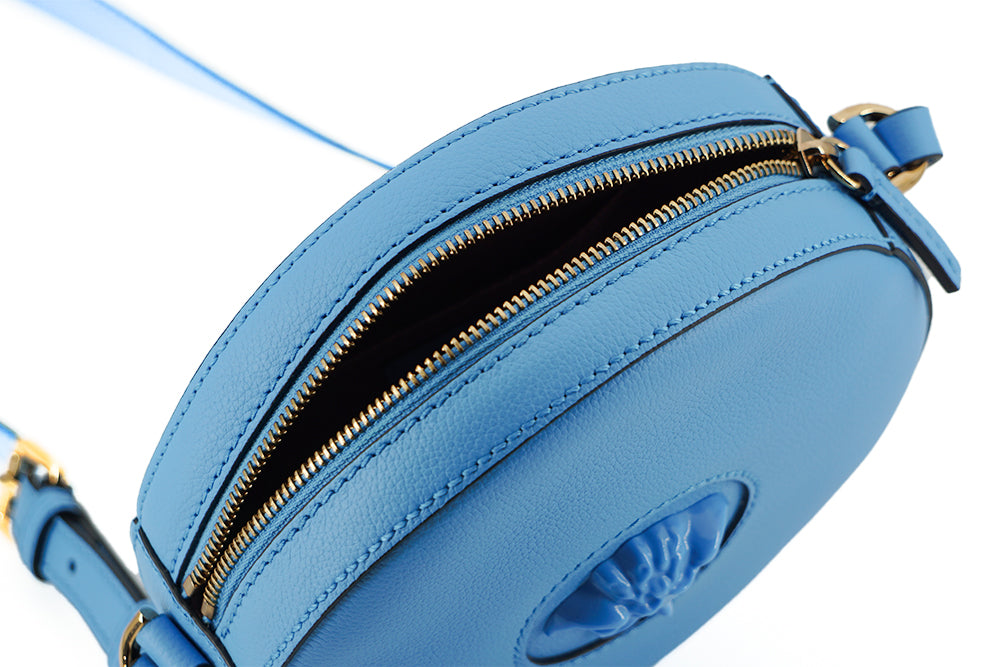 Chic Blue Leather Round Shoulder Bag - GLAMHUB BOUTIQUE 