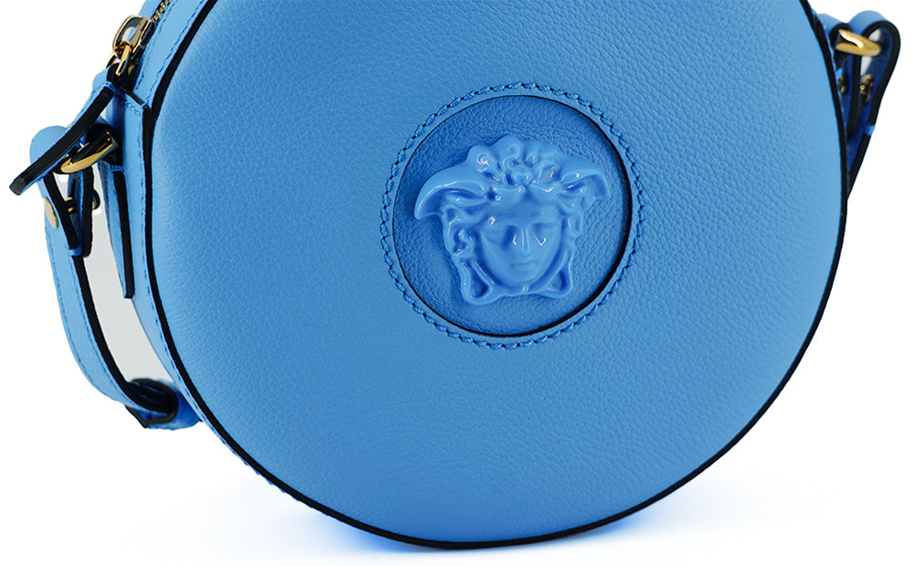 Chic Blue Leather Round Shoulder Bag - GLAMHUB BOUTIQUE 