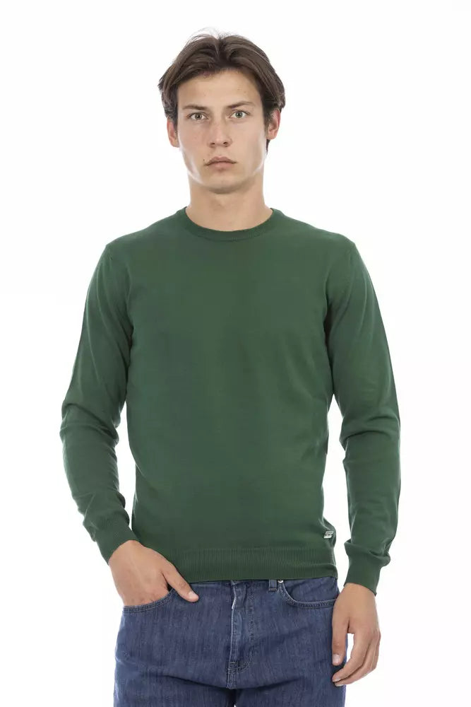 Green Cotton Men Sweater - GlamHub Luxury and Icon Brand Clothing