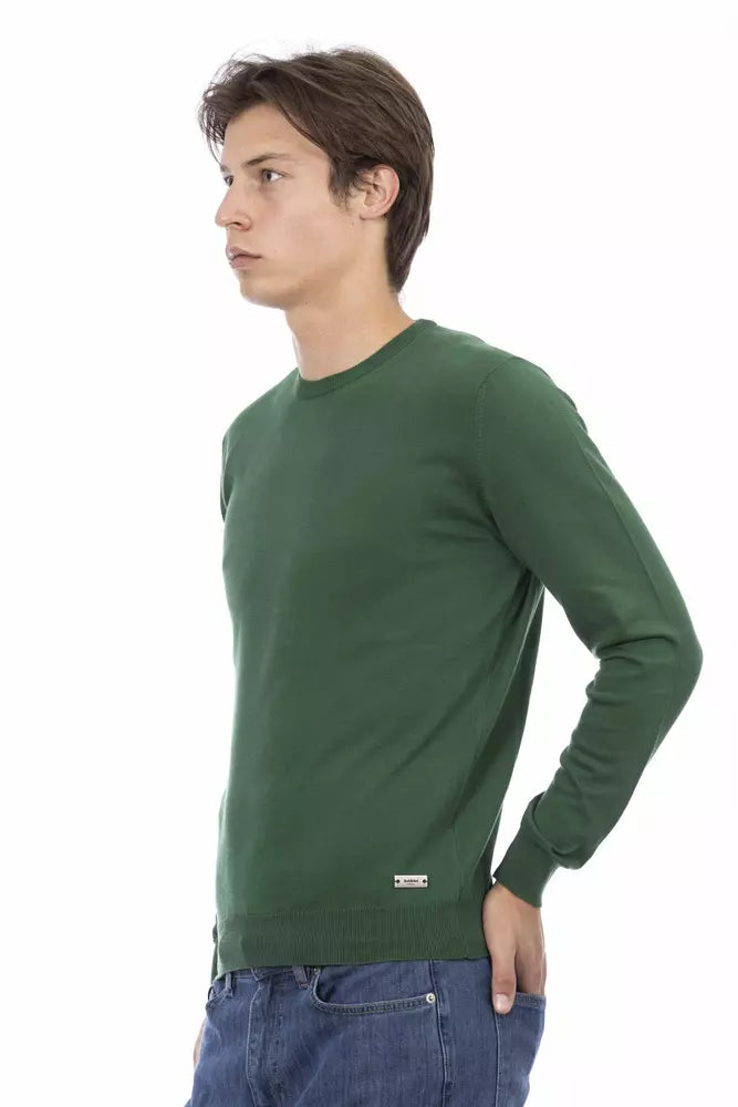 Green Cotton Men Sweater - GlamHub Luxury and Icon Brand Clothing