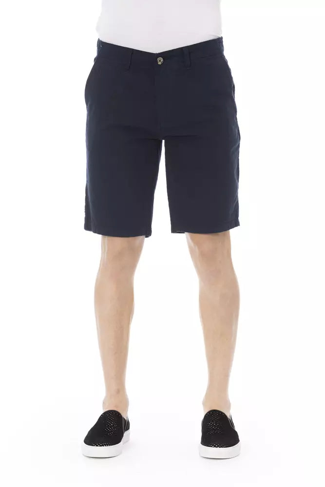 Blue Cotton Men Bermuda Shorts - GlamHub Luxury and Icon Brand Clothing