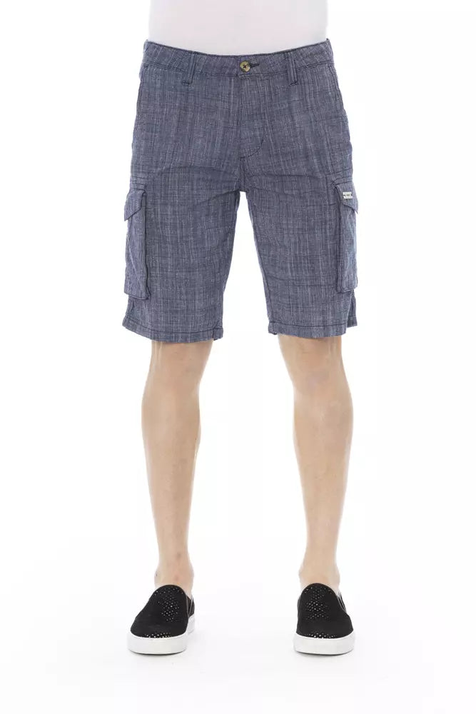 Blue Cotton Men Cargo Short - GlamHub Luxury and Icon Brand Clothing