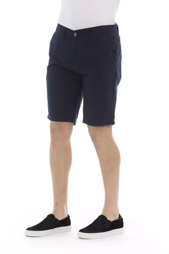 Blue Cotton Men Bermuda Shorts - GlamHub Luxury and Icon Brand Clothing