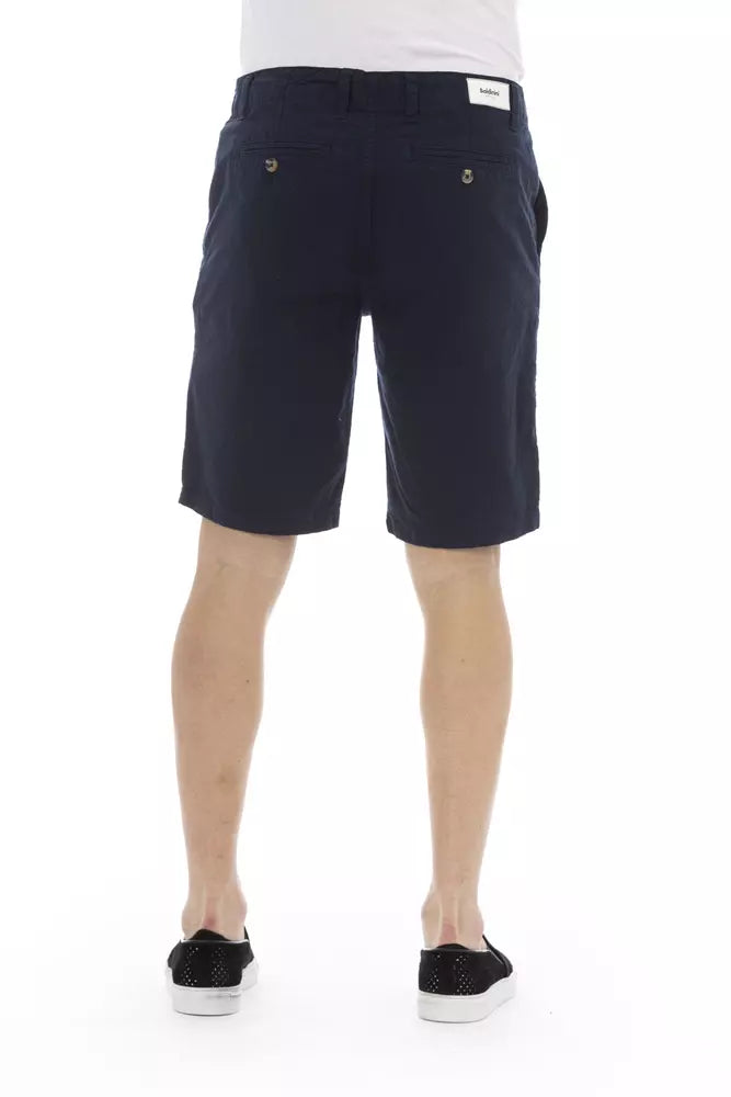 Blue Cotton Men Bermuda Shorts - GlamHub Luxury and Icon Brand Clothing