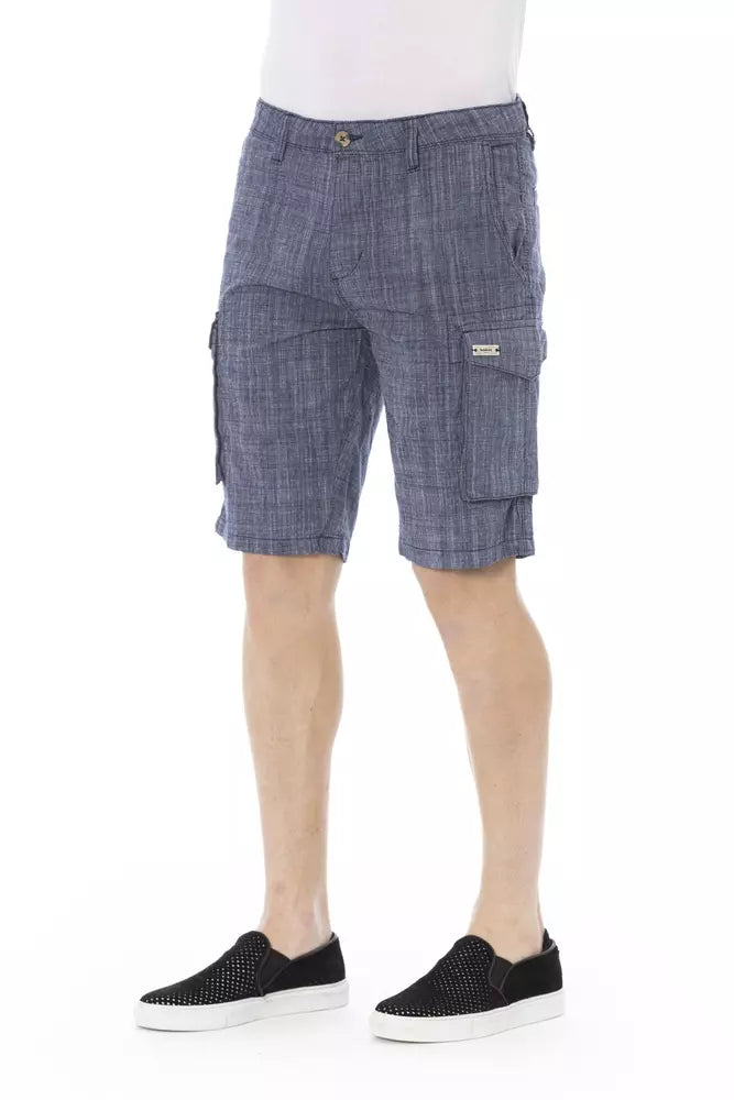 Blue Cotton Men Cargo Short - GlamHub Luxury and Icon Brand Clothing