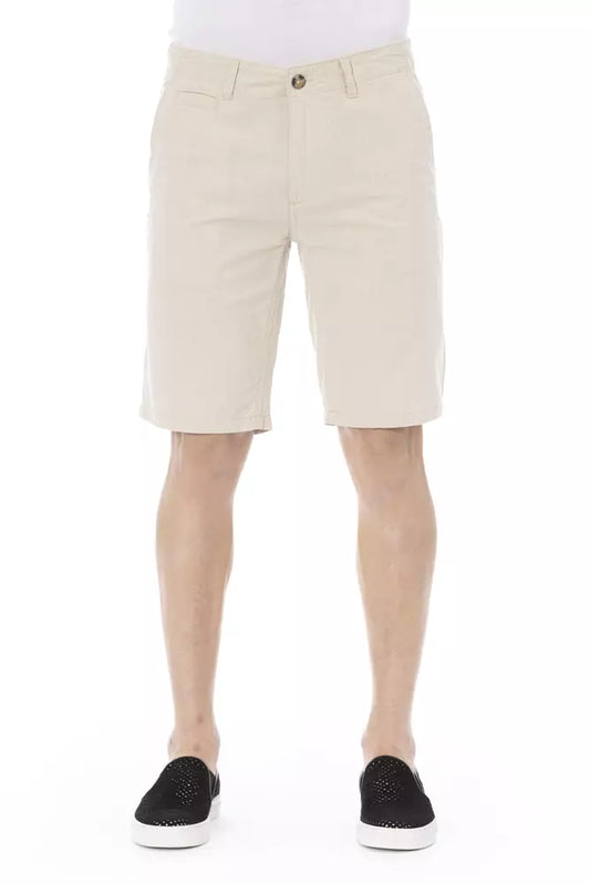 Beige Cotton Men Bermuda Short - GlamHub Luxury and Icon Brand Clothing