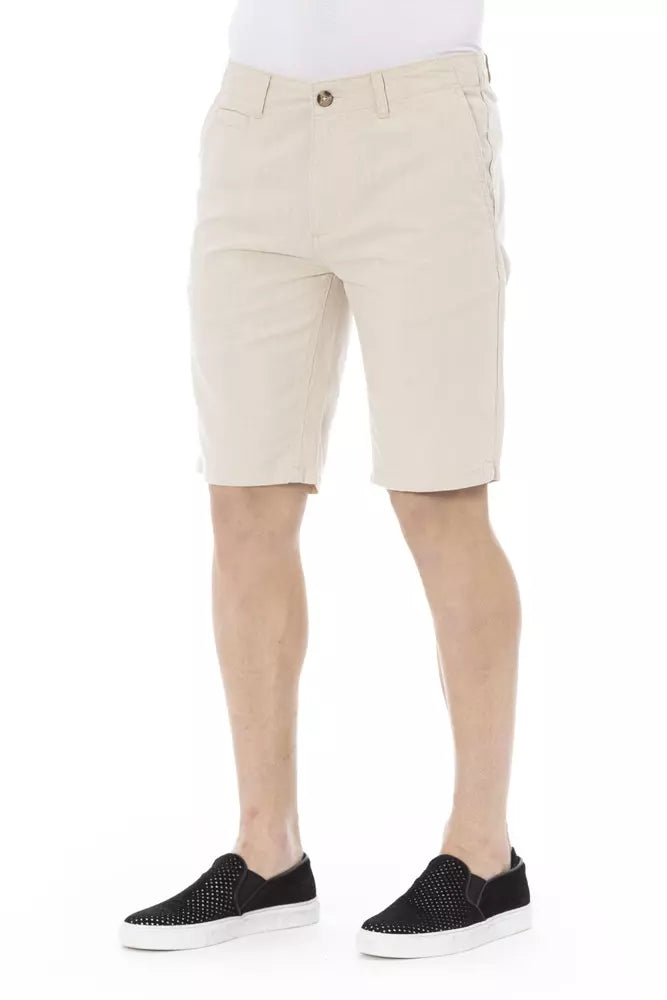 Beige Cotton Men Bermuda Short - GlamHub Luxury and Icon Brand Clothing