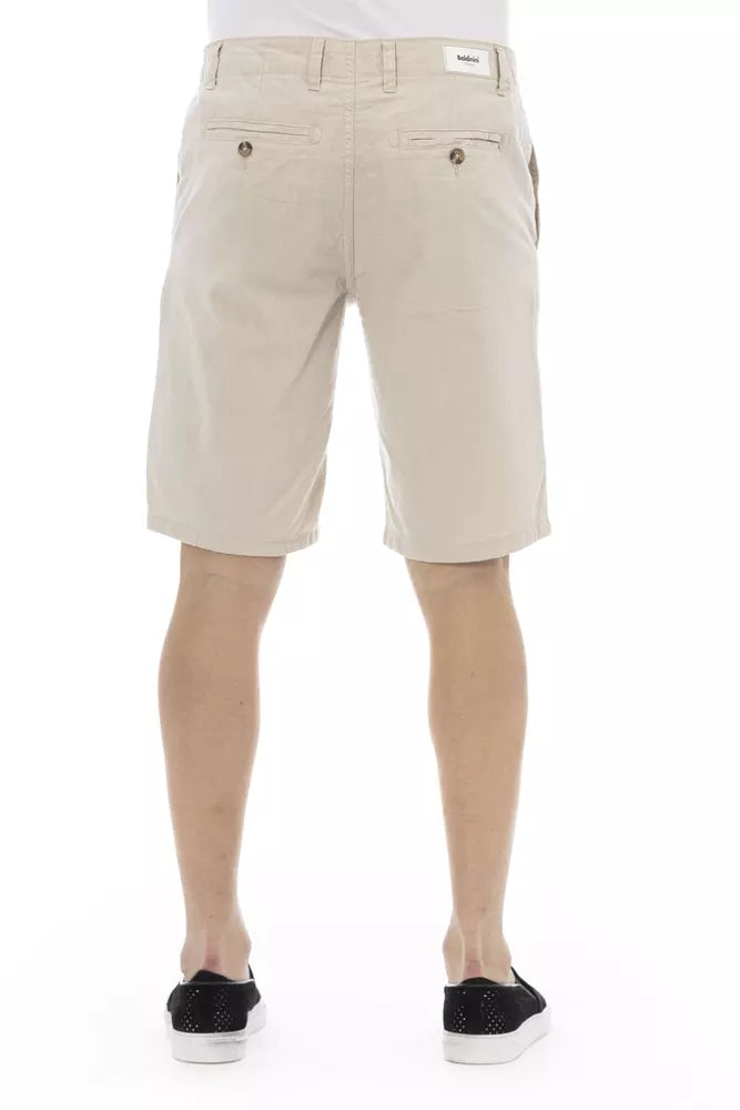 Beige Cotton Men Bermuda Short - GlamHub Luxury and Icon Brand Clothing