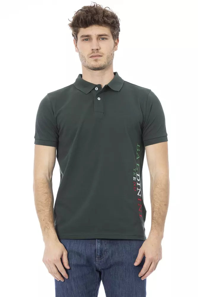 Green Cotton Men Polo - GlamHub Luxury and Icon Brand Clothing