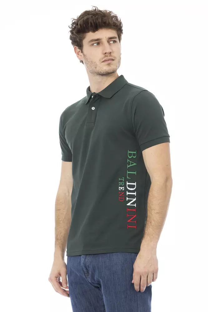 Green Cotton Men Polo - GlamHub Luxury and Icon Brand Clothing