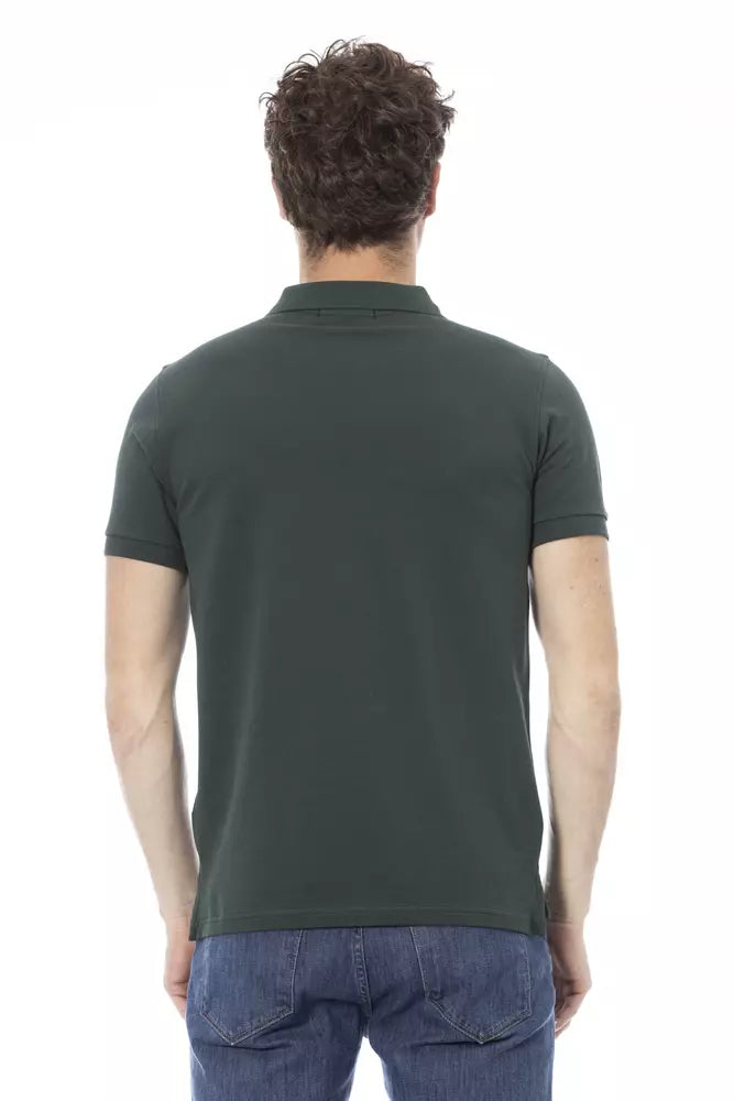 Green Cotton Men Polo - GlamHub Luxury and Icon Brand Clothing