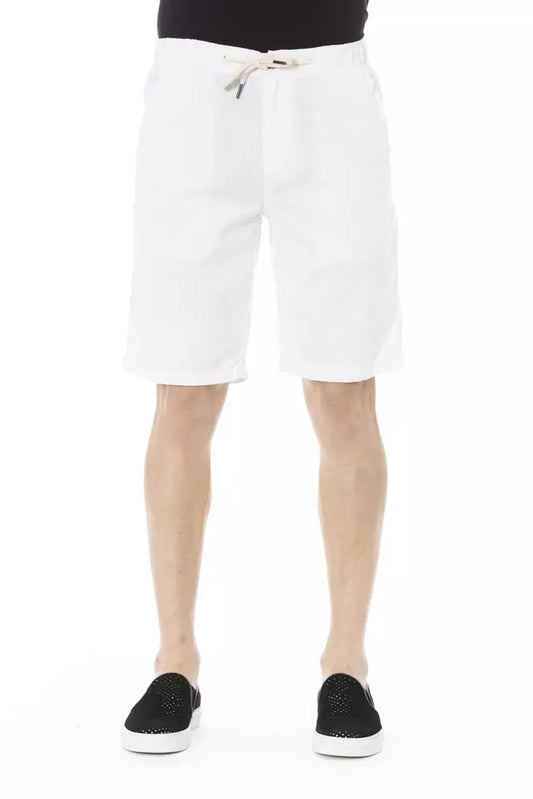 White Cotton Men's Bermuda Shorts - GlamHub Luxury and Icon Brand Clothing