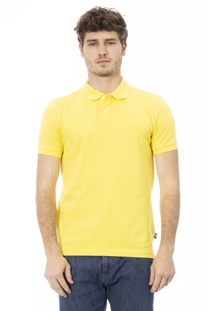 Yellow Cotton Men Polo - GlamHub Luxury and Icon Brand Clothing