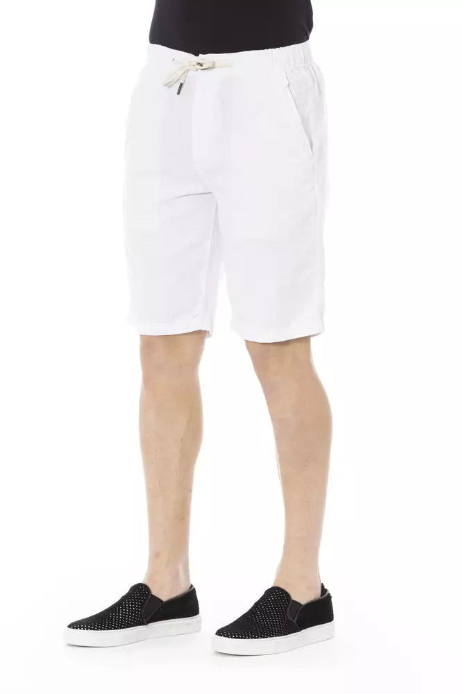 White Cotton Men's Bermuda Shorts - GlamHub Luxury and Icon Brand Clothing