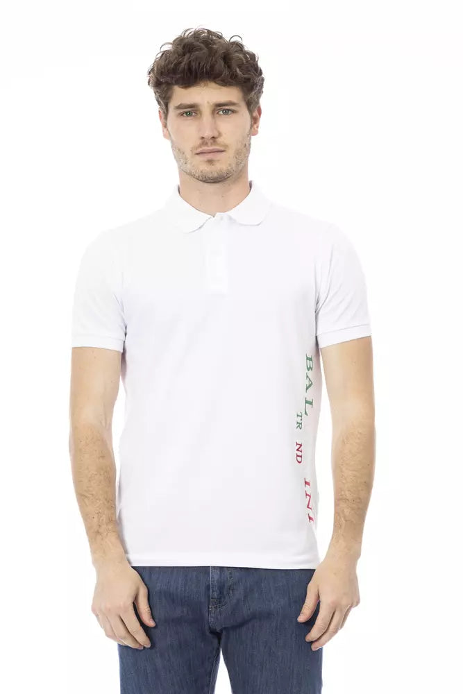 White Cotton Men Polo - GlamHub Luxury and Icon Brand Clothing