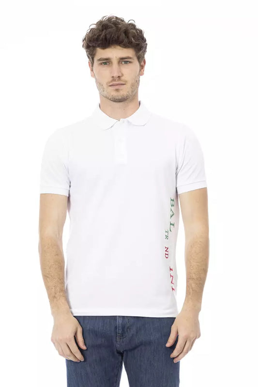 White Cotton Men Polo - GlamHub Luxury and Icon Brand Clothing