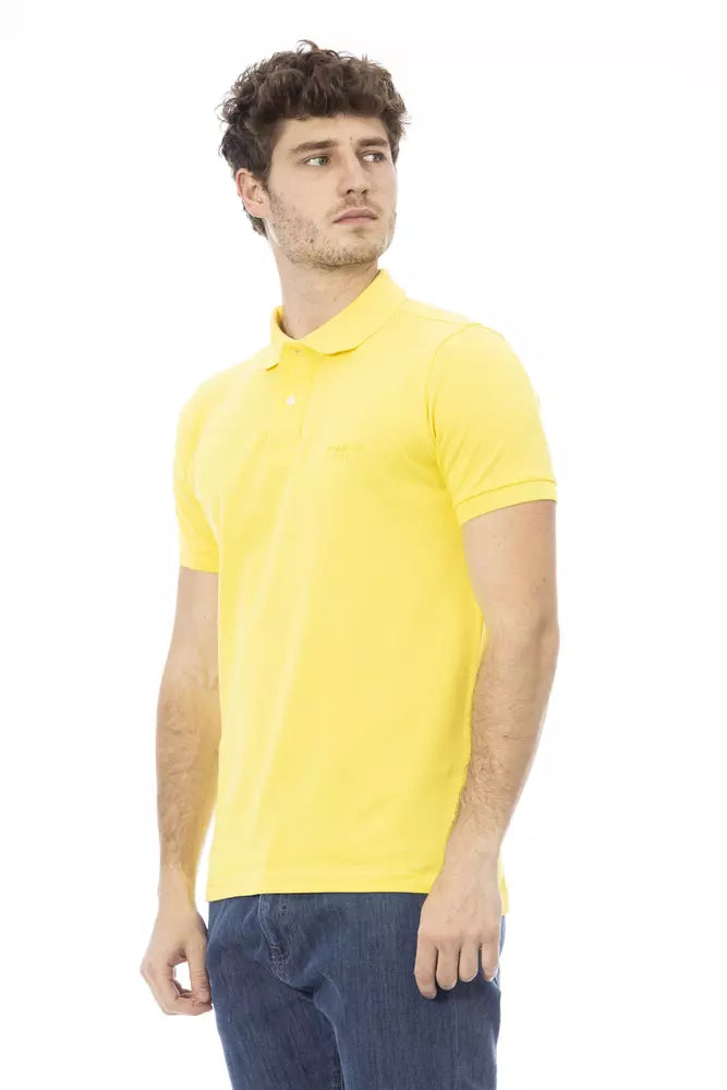 Yellow Cotton Men Polo - GlamHub Luxury and Icon Brand Clothing