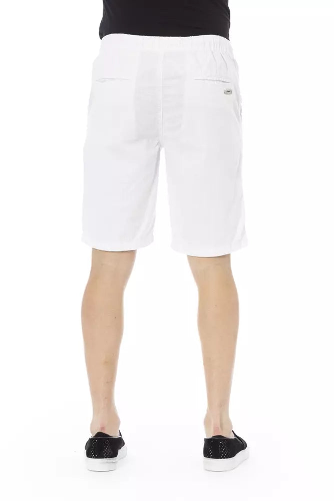 White Cotton Men's Bermuda Shorts - GlamHub Luxury and Icon Brand Clothing