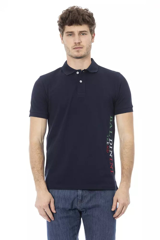 Blue Cotton Men Polo - GlamHub Luxury and Icon Brand Clothing