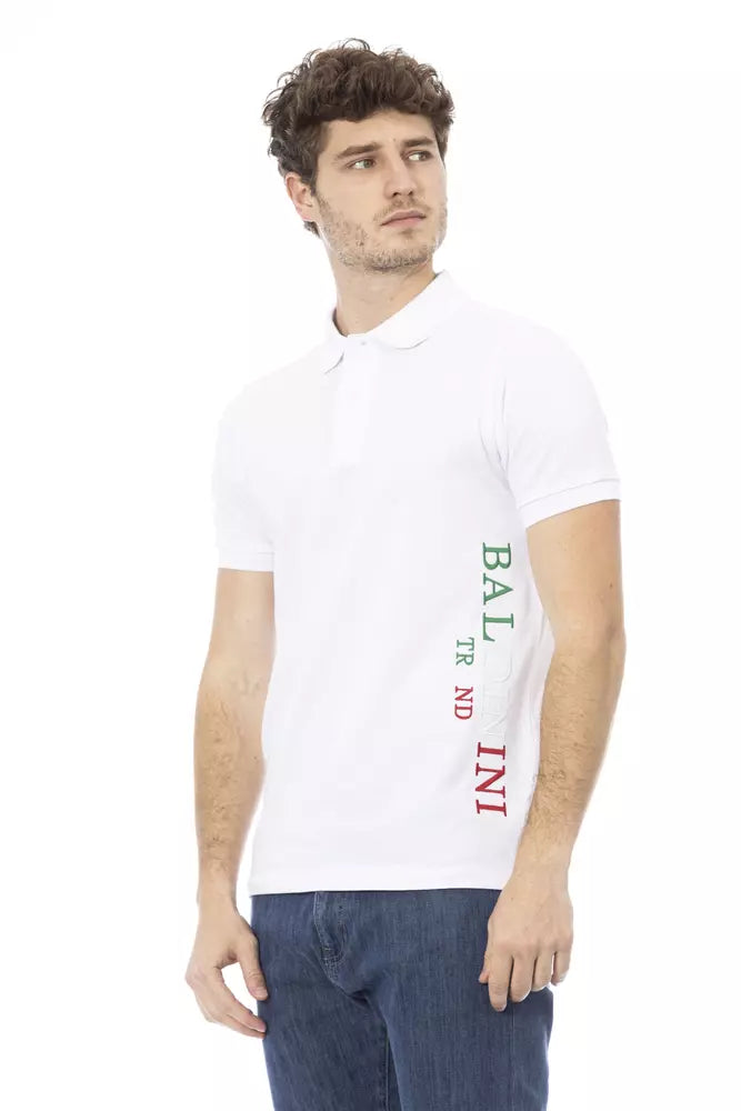 White Cotton Men Polo - GlamHub Luxury and Icon Brand Clothing