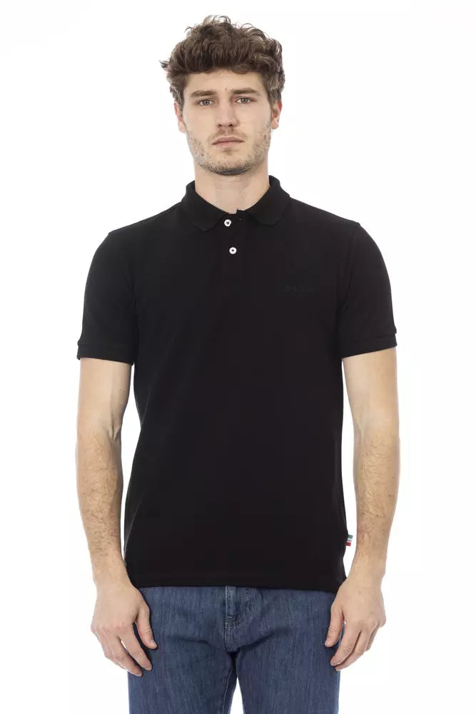 Black Cotton Men Polo - GlamHub Luxury and Icon Brand Clothing