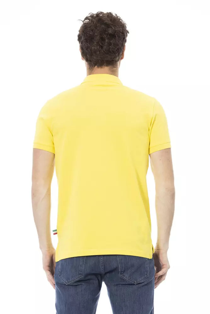 Yellow Cotton Men Polo - GlamHub Luxury and Icon Brand Clothing