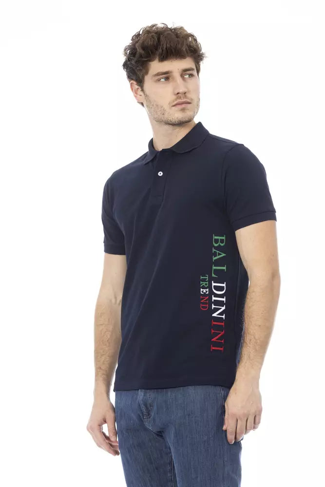 Blue Cotton Men Polo - GlamHub Luxury and Icon Brand Clothing