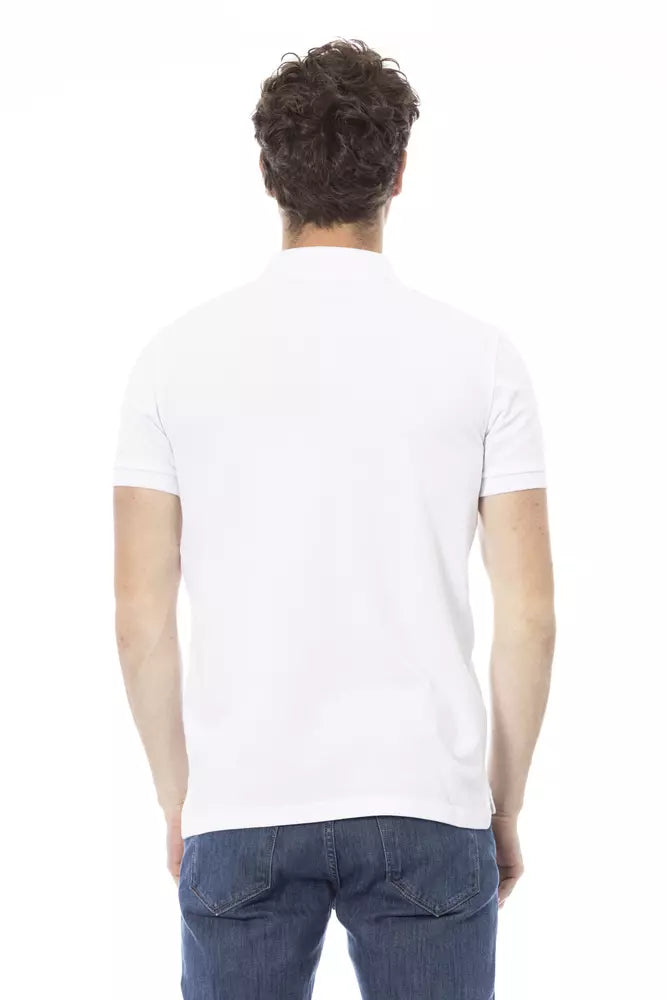 White Cotton Men Polo - GlamHub Luxury and Icon Brand Clothing