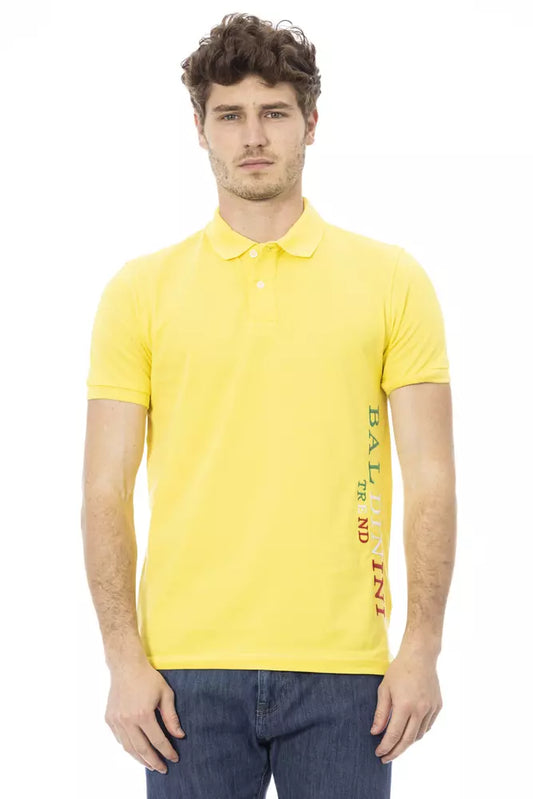 Yellow Cotton Men Polo-Shirt - GlamHub Luxury and Icon Brand Clothing