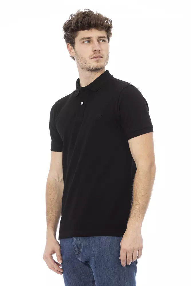 Black Cotton Men Polo - GlamHub Luxury and Icon Brand Clothing