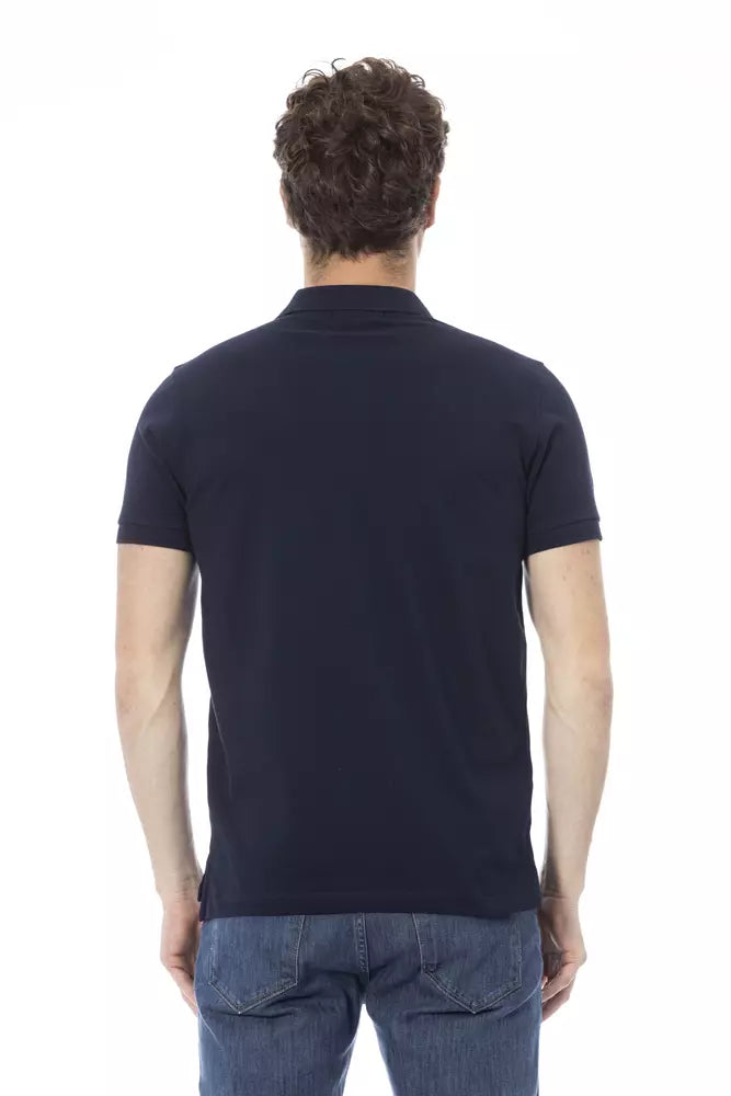 Blue Cotton Men Polo - GlamHub Luxury and Icon Brand Clothing