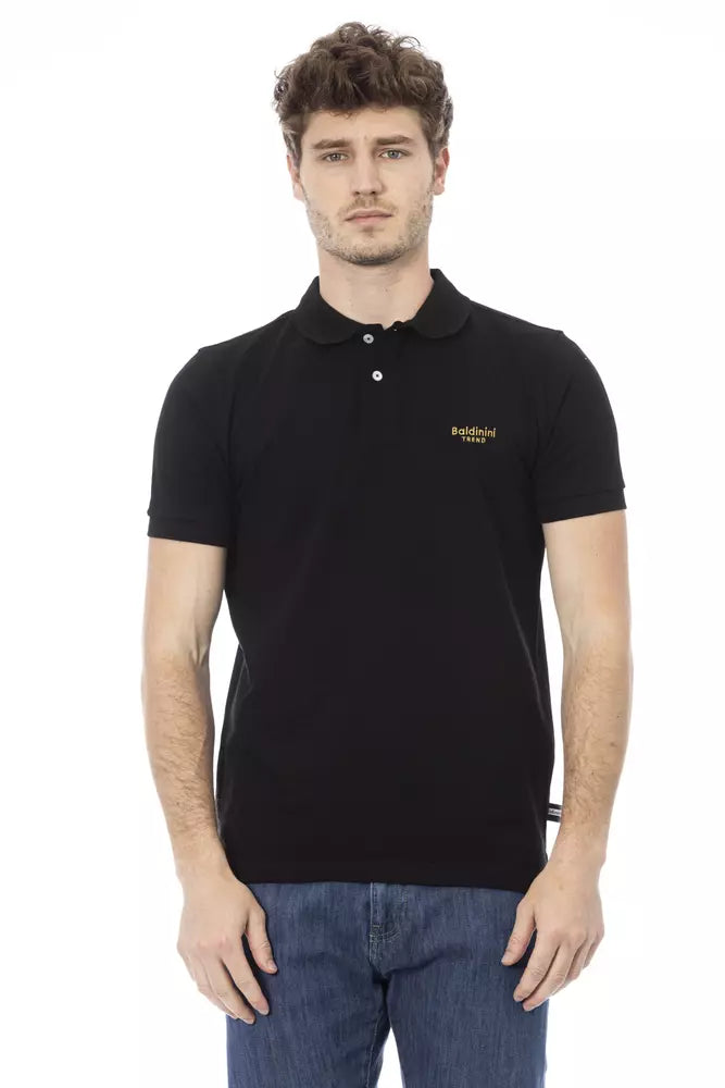 Black Cotton Men Polo - GlamHub Luxury and Icon Brand Clothing