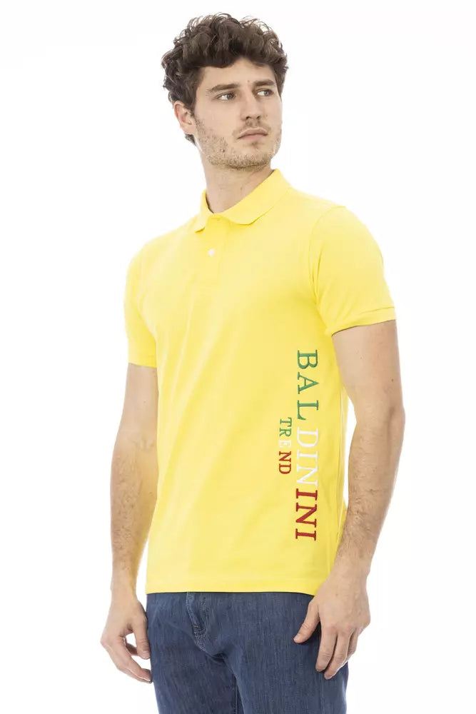 Yellow Cotton Men Polo-Shirt - GlamHub Luxury and Icon Brand Clothing