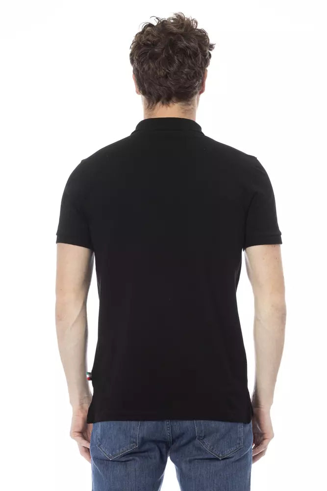 Black Cotton Men Polo - GlamHub Luxury and Icon Brand Clothing