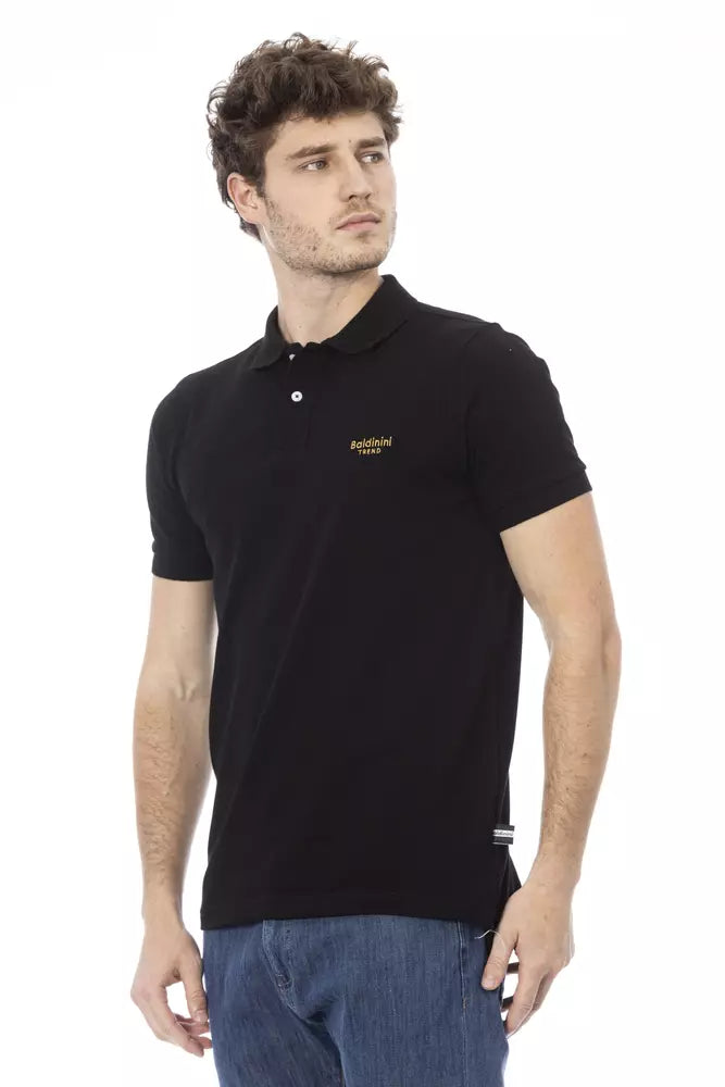 Black Cotton Men Polo - GlamHub Luxury and Icon Brand Clothing