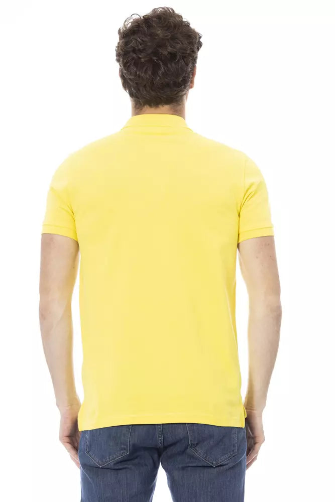 Yellow Cotton Men Polo-Shirt - GlamHub Luxury and Icon Brand Clothing