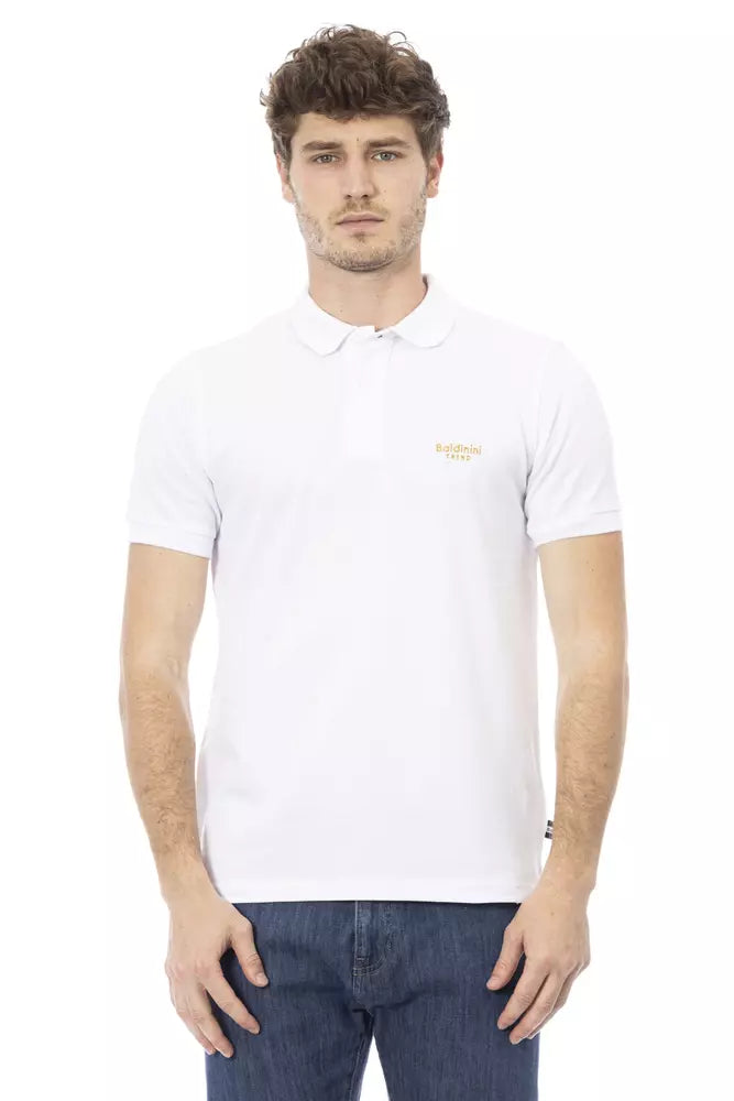 White Cotton Men Polo - GlamHub Luxury and Icon Brand Clothing