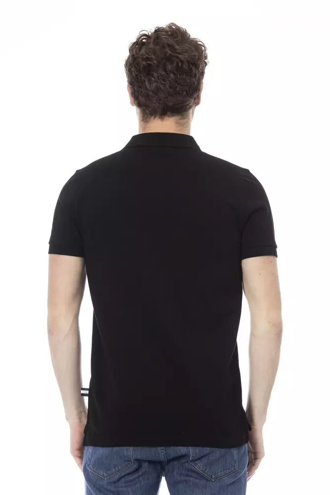 Black Cotton Men Polo - GlamHub Luxury and Icon Brand Clothing